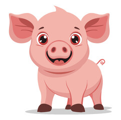 Cute Pig Art. Flat Vector Illustration