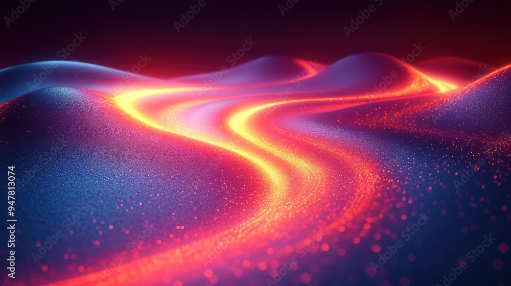Aufkleber 3d render abstract fantasy backgroun3d fantastic neon clou3d an3d glowing dynamic lines