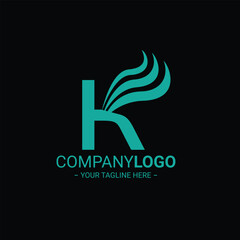 Design a logo with the letter 'K' framed by ocean waves.
