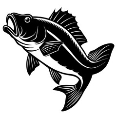 Big Bass Fish Silhouette Black Vector