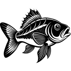 Big Bass Fish Silhouette Black Vector