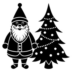 santa claus and christmas tree