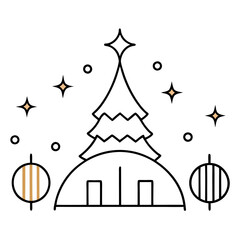 Glamorous Gold on Christmas vector icon silhouette 