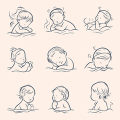 line art illustration of a baby