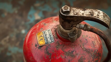 Worn-Out Fire Extinguisher with Dents, Symbol of Past Use