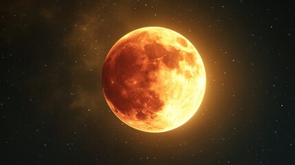 3D cartoon rendering depicting a lunar eclipse