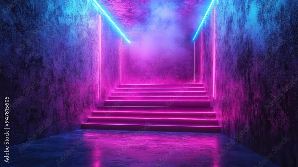 Aufkleber 3d render abstract futuristic backgroun3d with blue neon rays an3d glowing lines fantastic wallpaper
