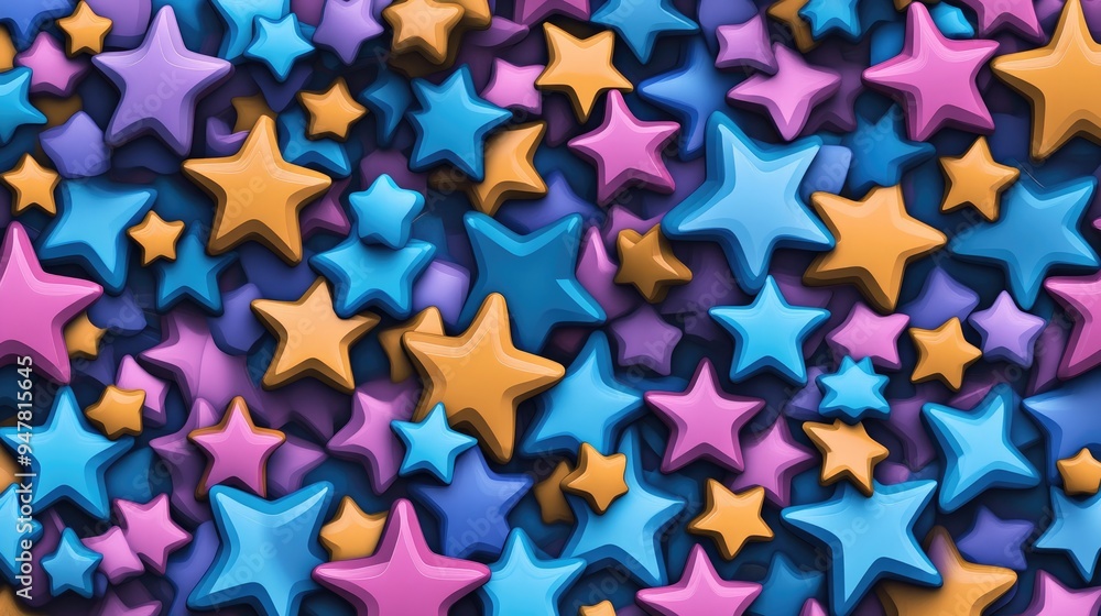 Poster abstract star seamless pattern background featuring a 3d cartoon rendering this playful handcrafted 