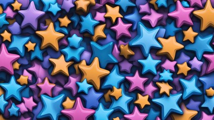 Abstract star seamless pattern background featuring a 3D cartoon rendering This playful handcrafted wallpaper is ideal for design cards albums scrapbooks holiday wrapping textile fabric bag prints