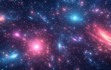 Obraz premium Panoramic view of a galaxy and stars in 3D cartoon rendering Abstract space background