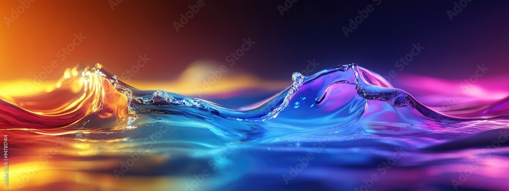 Aufkleber Magic light blur of water wave abstract background in 3D cartoon rendering