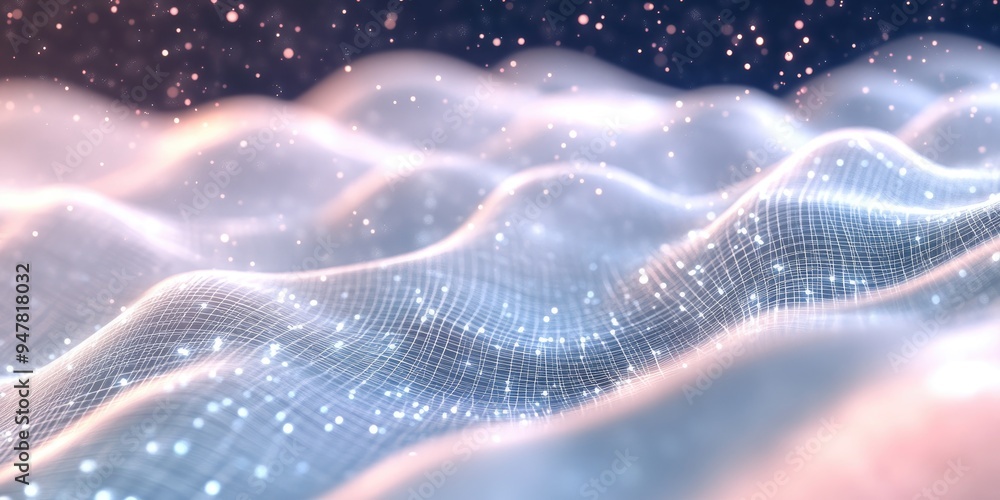 Fototapete 3d illustration of a white abstract background with a high tech network featuring a cyberspace grid 