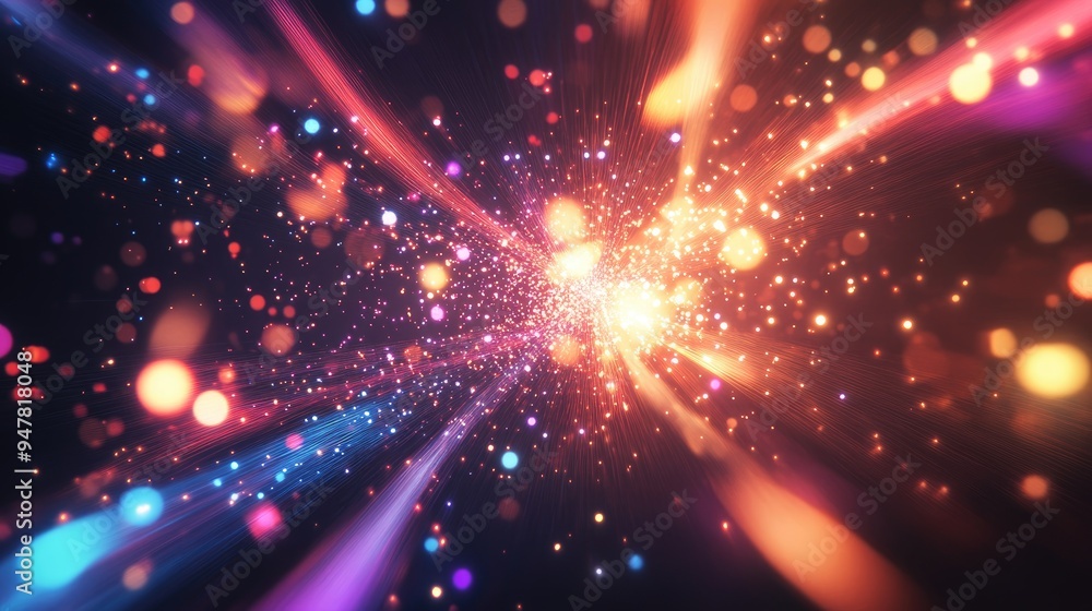 Poster abstract fractal light background with 3d cartoon rendering