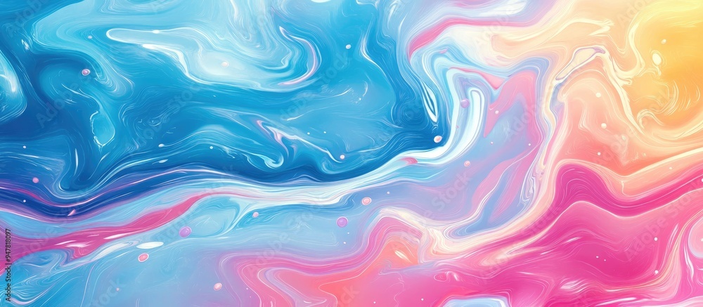 Poster Abstract colorful background with a hand drawn appearance on a water marble texture in 3D cartoon rendering