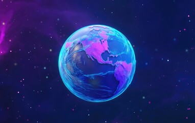 Fototapeta premium 3D cartoon depiction of Earth with a galaxy in the background