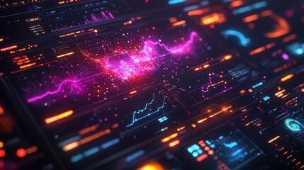 Fototapeta premium Abstract Futuristic Interface with Glowing Lines and Data