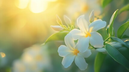 Fototapeta premium White Flowers in Sunlight