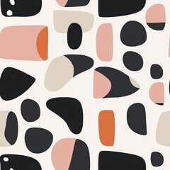 Fototapeta premium Seamless pattern of minimalist shapes with negative space designs