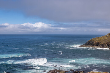 Fototapeta premium The Cornish coastline on a sunny but windy summer's day