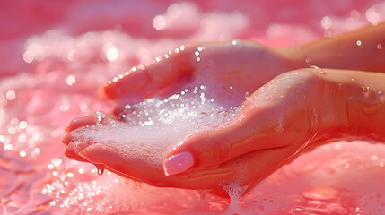 Fototapeta premium Hands holding water in their hands