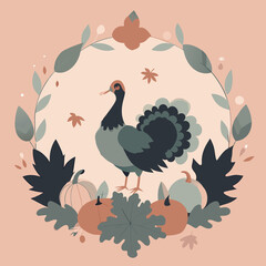 Obraz premium Turkey, Symbol of Thanksgiving. Illustration, Drawing, Art