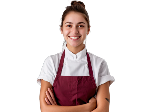 Isolated Smiling Female Chef on Transparent Background - Powered by Adobe