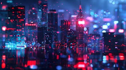 Fototapeta premium Futuristic Cityscape with Neon Lights