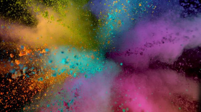 Super Slow Motion Shot of Color Powder Explosion on Black Background at 1000fps.