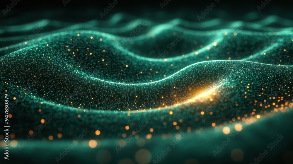 Poster 3d render abstract wallpaper digital data transfer green glowing lines over black backgroun3d stream