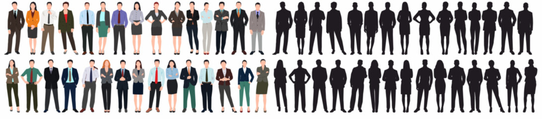 Fototapeta premium Huge collection of people business. Businessman and businesswoman standing in pose on isolated white background.