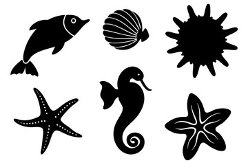 underwater sea life icons collection starfish vector illustration 