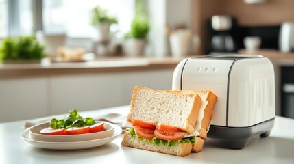 A simple breakfast with a toasted sandwich