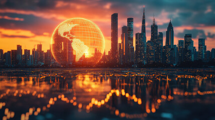 Fototapeta premium Commodity price dynamics and geopolitical factors, shaping raw material availability and global markets