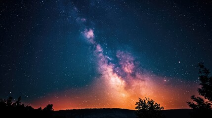 Obraz premium Colorful milkyway galaxy night stars landscape