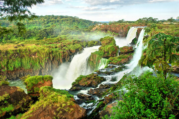 Iguazú Falls or Iguaçu Falls  waterfalls of the Iguazu River on the border of the Argentine and ...