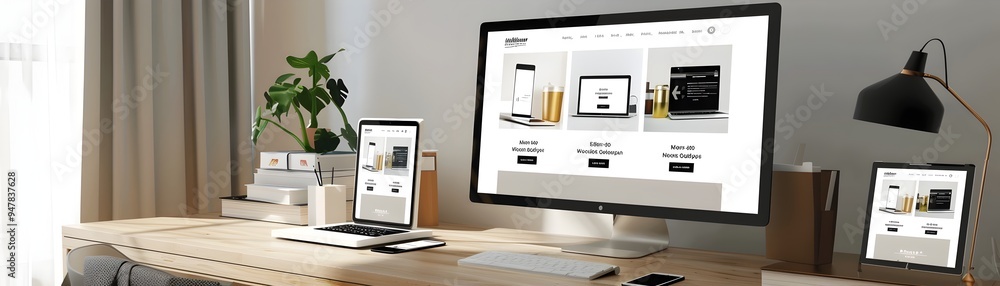 Aufkleber responsive e commerce website mockup with accessibility features and adjustable options