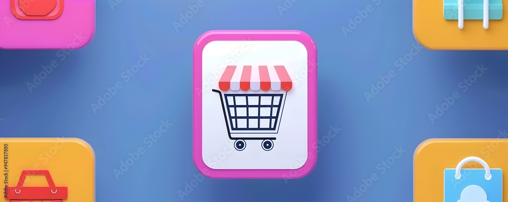 Poster minimalist e commerce app icon design for seamless cross platform shopping experience