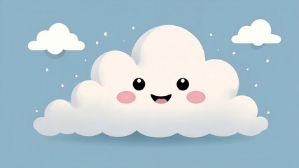 A cute animated cloud with a joyful face on a soft blue background.