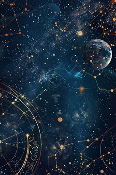 Astrology. Astro Astrologer calculates natal chart makes forecast of fate Tarot cards, Fortune telling on tarot cards magic crystal, occultism, Esoteric background. Fortune telling,tarot predictions