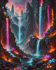 A surreal dreamscape where technology and nature intertwine.