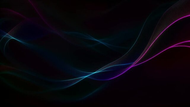 abstract loop animation with neon waves and nets, 3D futuristic wavy space template can be used for communication technology, internet neural network, data transfer stream encryption. seamless footage