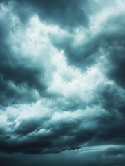 Obraz premium Overcast sky with dark clouds threatening rain, gloomy weather, moody atmosphere