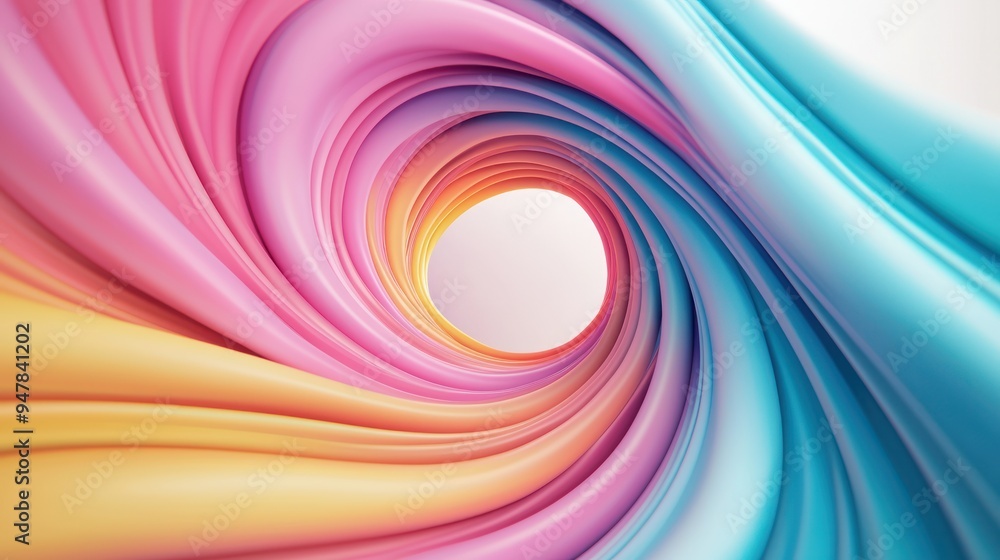 Poster futuristic abstract helix structure of transport routes - dynamic movement in bright colors for infi