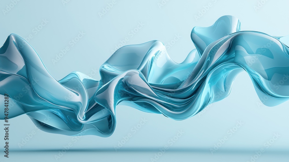 Poster fluid motion in deep blues and greens: abstract waveforms of modern dynamics in ultra detail 32k res