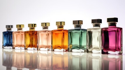 A Row of Colorful Perfume Bottles