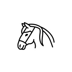 Horse icon. Stylized representation of a horse, often associated with grace and strength, widely used in contexts related to farms, equestrian sports, and animal husbandry. Vector illustration