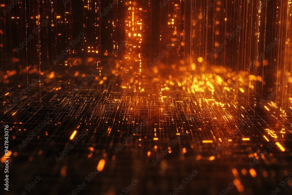 Leinwandbilder Abstract digital dot line particle data background connecting technology concept.