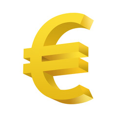 Euro currency logo in golden 3D design. Embossed Euro icon.