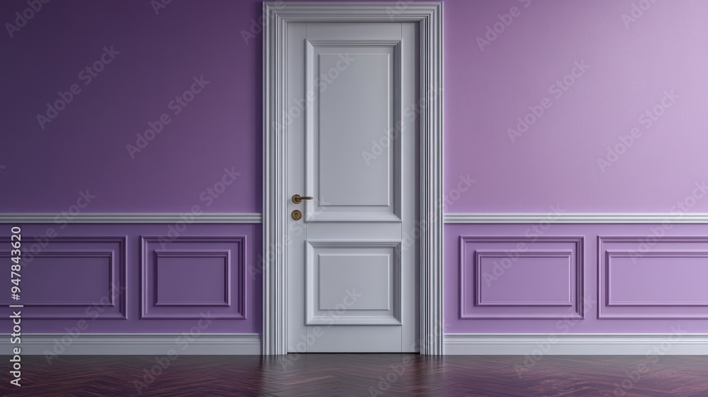 Poster 3d render close3d double doors architectural or interior element isolate3d on violet background