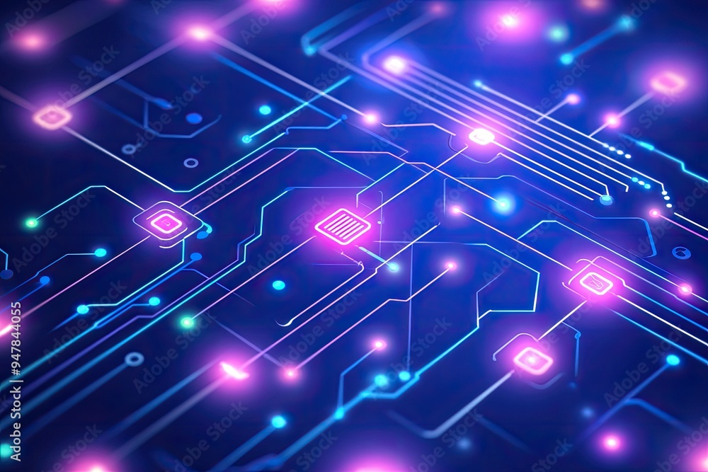 Poster Abstract digital dot line particle data background connecting technology concept.